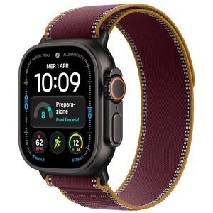 Apple Watch Ultra 4 GPS+Cellular 49MM M/L Cassa Titanio Nero e Trail Loop Band Borgogna