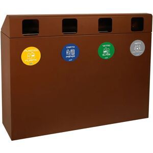 giordanoshop Mobile per Raccolta Differenziata 4 Scomparti 240 L 120x30x96 cm in Acciaio Verniciato Corten...