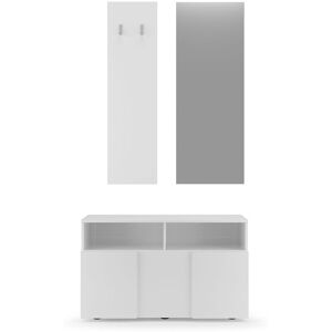 giordanoshop Set Ingresso Mobile 1 Anta a Ribalta Appendiabiti 91x36x165 cm e Specchio 50x110 cm Modello Dama Bianco Lucido...