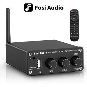 Fosi Audio Bluetooth TPA3116 Amplificatore di potenza audio 2.1CH 100W Mini HiFi Classe D Amp Bassi Alti con telecomando U-Disk BL20A Con alimentatore
