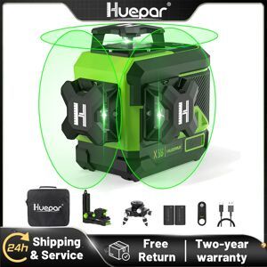 Huepar Z03CG Livello laser a 12 linee Linea trasversale verde Autolivellante 2 batterie agli ioni di litio con strumenti laser Bluetooth e telecomando Z03CG-Basic Set