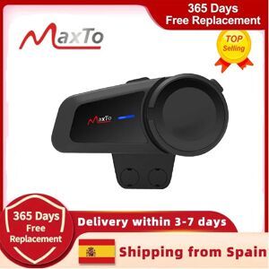 NONE Interfono per Casco Moto Maxto M2, Bluetooth 5.0, Impermeabile, per 6 Motociclisti, Distanza 1000 Metri, FM MP3, Funzione di Accoppiamento Universale 1PCS M2