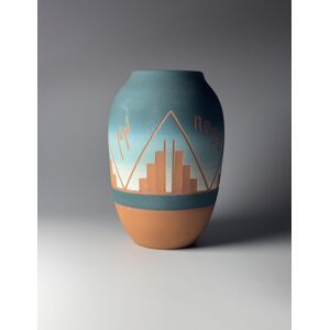 Vaso vintage in terracotta Sioux, nativo americano Opera d'arte in terracotta realizzata a mano