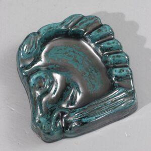 Grande vassoio portaoggetti in ceramica con ossido di rame, stile anni '50, Gueden Primavera Cazaux