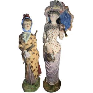 Sculture impressioniste di donne in terracotta di Cacciapuoti Fratelli, 1881, Set di 2