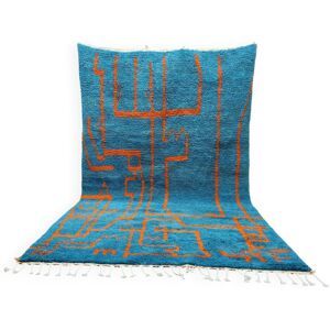 Grande tappeto marocchino in lana naturale, dimensioni 250x150 cm, fatto a mano.
