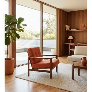 Sedia scandinava moderna in terracotta con decorazioni ondulate, design del 1965 di Z. Baczyk.