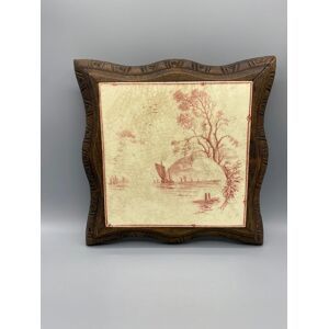 Sottopentola vintage in terracotta e legno intagliato