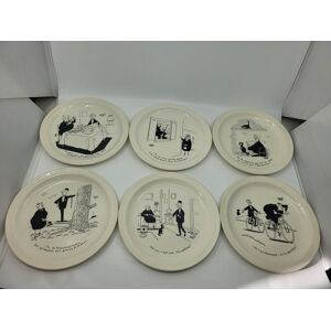 Piatti parlanti Saint Amand Illustrazione di Jacques Faizant Terracotta Francia 1970 (Set di 6)