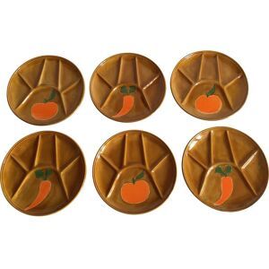 Set di 6 piatti vintage in terracotta smaltata a scomparti, 1970