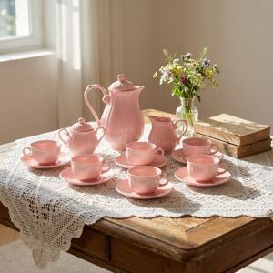 Servizio da caffè rosa antico firmato Salins-les-Bains