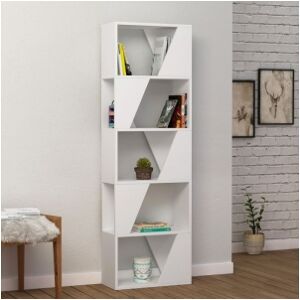 Relax e Design MOBILE LIBRERIA 5 RIPIANI BIANCA 54x24xH.168 (Rovere chiaro cons 4 giorni)