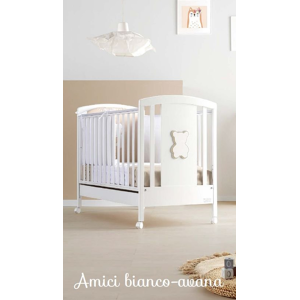 baby fashion Lettino Amici Bianco/avana Lettino Culla Neonato In Legno Con Ruote Colore Bianco/avana - Amici