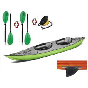 Gumotex Canoa Gonfiabile Swing 2 Verde Con Pinna 043911-G (1c/11c) + 2 Pagaie Touring-2 Div. In 2 Parti + Pompa