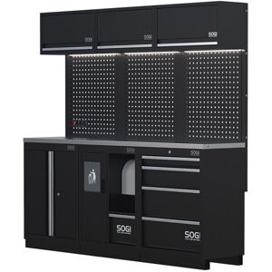 Arredamento modulare in lamiera SOGI ARR-OFF-2040 per officina e garage - piano in acciaio inox - 2040x466x2000 mm