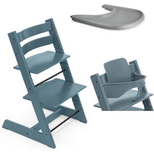 Stokke Tripp Trapp e Vassoio con Baby Set 2 Fjord Blue - Storm Grey