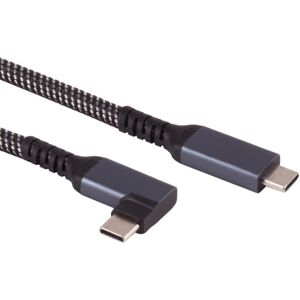 S-Conn USB-C Kabel - USB 3.2 Gen 2 - Een kant haaks - 100W PD - Nylon Sleeve - 1 meter - Zwart