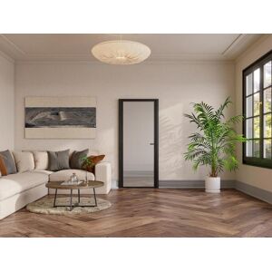 Unique Omkeerbare deur van aluminium en gehard glas - Zwart - H204 x B73 cm - LOXTON