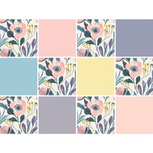 queence Tegelsticker Plant Stickertegels, zelfklevend, stickers, 12-delige set (12 stuks) multicolor