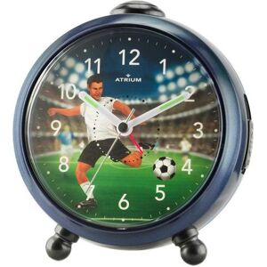 Atrium Kwarts-wekker A932-5 met voetbal motief, ook ideaal als geschenk blauw