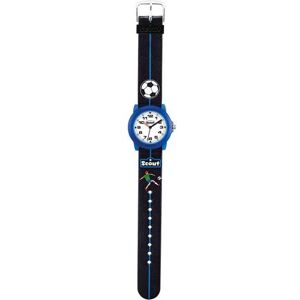 Scout Kwartshorloge Crystal, 280305000 met voetbal motief, ook ideaal als geschenk blauw