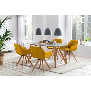 SalesFever Eethoek bestaand uit 4 moderne beklede stoelen en een 180 cm brede tafel (set, 5-delig) geel