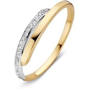 Excellent Jewelry Geelgouden Ring met Witgouden Diamant Strook Bicolor 16,5mm female