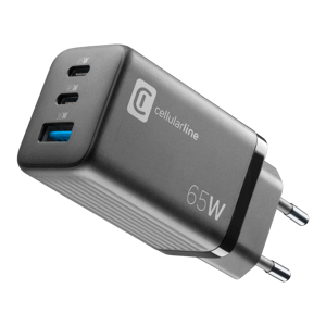 Cellular Line 65 W Gan Multipower Micro Usb-a + 2x Usb-c Pd Thuislader