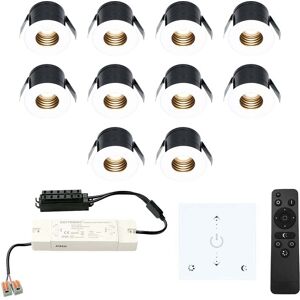 HOFTRONIC™ 10x Betty witte LED Inbouwspots complete set met muurdimmer - 12V - 3 Watt - Veranda verlichting - voor buiten - 2700K warm wit
