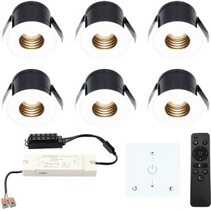 HOFTRONIC™ 6x Betty witte LED Inbouwspots complete set met muurdimmer - 12V - 3 Watt - Veranda verlichting - voor buiten - 2700K warm wit