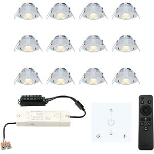 HOFTRONIC™ LED inbouwspot set Granada 12x3W dim-/kantelbaar IP44 vochtbestendig incl. Touch muurdimmer en afstandsbediening