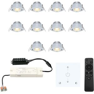 HOFTRONIC™ LED inbouwspot set Granada 10x3W dim-/kantelbaar IP44 vochtbestendig incl. Touch muurdimmer en afstandsbediening