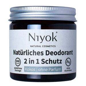 Niyok 2 in 1 anti-transpirant deodorant crème - kokosnoot zonder parfum 40 ml