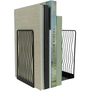 QUVIO Boekensteun golvend design - Set van 2 - Staal - Zwart