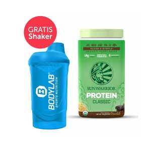 SunWarrior Classic Protein (750g) + Bodylab 24 Shaker Gratis! SunWarrior Rijst-eiwit