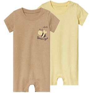 lupilu Set van 2 baby pyjama's (50/56, Beige/Geel)