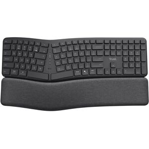 Trust Keyra Ergonomisch Draadloos Toetsenbord - FullSize Qwerty - 2.4G USB en Bluetooth - 85% gerecycled plastic