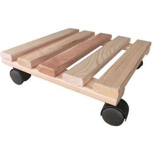 Merkloos Plantentrolley - 30x30 cm - Vuren - Met wielen Beige