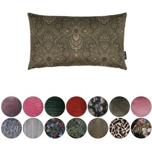 Melli Mello Paisley World - Sierkussen - 30x50cm - Diep Bruin - Velvet - inclusief binnen kussen - met print. Bruin,Groen