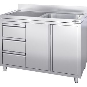 GGM Gastro Spoelkast - 1200x600mm - met 3 laden & 1 Zilver