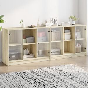 vidaXL Boekenkast met deuren 204x37x75 cm hout sonoma eikenkleurig