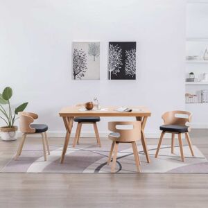 vidaXL Eetkamerstoelen 4 st gebogen hout en kunstleer zwart