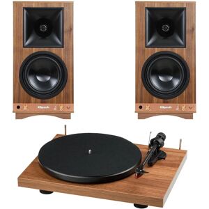Klipsch The Sixes / Pro-Ject Debut E Aktiv Høyttaler Og Platespiller Valnøtt