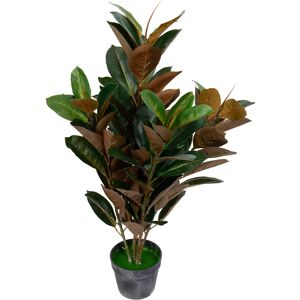 Home-tex Kunstig plante - 90 cm høy - Ficus Elastica - Kunstig plante med rødlige blader