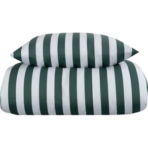Borg Living Stripete sengetøy - 150x210 cm - Myk bomullssateng - Nordic Stripe - Grønt og hvitt sengesett