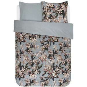 Essenza Blomstrete sengetøy 200x200 cm - Lily Green - Grønt sengetøy - 2 i 1 design - 100% bomullssateng