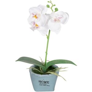 Home-tex Kunstig orkidé - Høyde 26 cm - Vakre hvite blomster - Kunstig potteplante