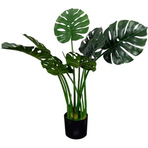 Home-tex Kunstig Fingerphilodendron - Høyde 80 cm - Fyldig med grønne blader - Kunstig gulvplante