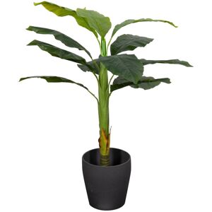 Home-tex Kunstig bananplante - Høyde 100 cm - 1 stilk med grønne blader - Kunstig gulvplante