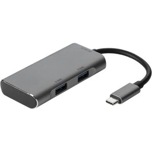 Deltaco Usb Hub, Usb-C Ha For 2xusb-C Ports And 2xusb-A Ports, 10gb/s, Space Gray